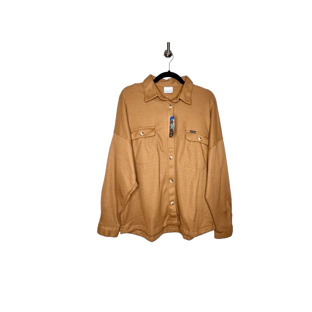 Columbia Women's Holly Hideaway Waffle Shirt Jacket in Camel Brown Size Large - Picture 5 of 9